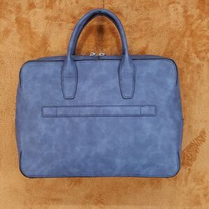 ALFANI Briefcase Blue Faux Nubuck Leather Messenger Bag Laptop Crossbody